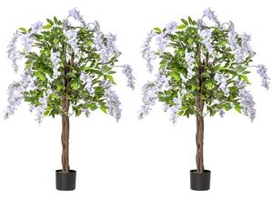 HOMCOM Twin Pack Artificial Wisteria Plants in Pots, 100cm Tall Fake Floral Decor for Indoors & Outdoors Aosom UK