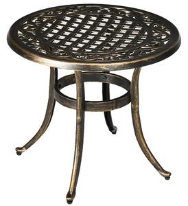 Outsunny Industrial Garden Side Table, Round Hollow Top Design Patio End Table with Cast Aluminum Frame, Bronze Aosom UK