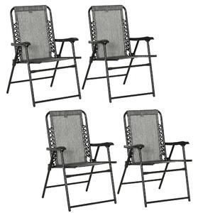 Outsunny Portable Loungers: Folding Outdoor Chairs with Armrests, Steel Frames, Greyish Tones, Set Aosom UK