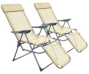Outsunny Outdoor Sun Lounger Set of 2, Reclining Garden Chairs w/ Adjustable Footrest, 2 pcs Recliner w/ Adjustable Backrest, Headrest Aosom UK