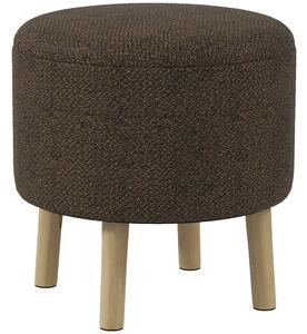 HOMCOM Linen Fabric Ottoman Stool with Storage, Round Upholstered Foot Stool with Padded Seat, Wood Legs, Cream White. Aosom UK