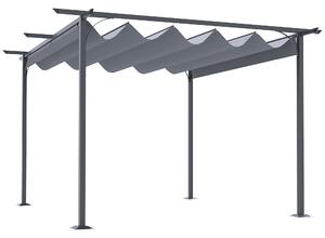 Outsunny 3.5m Sliding Pergola Canopy Metal Pergola Retractable Canopy Outdoor Garden Sun Shade Shelter Marquee Party BBQ Grey Aosom UK