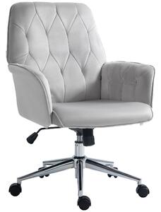 Vinsetto Linen Computer Desk Chair with Armrest, Modern Swivel Chair with Adjustable Height, Home Office Chair, Light Grey Aosom UK