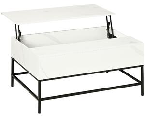 HOMCOM Modern Lifting Coffee Table with Hidden Compartment, Storage Coffee Table for Living Room, Faux Marble White