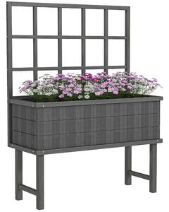 Outsunny Wooden Elevated Garden Bed with Trellis, Planter for Vine Climbing Plants, with Drainage Holes and Bed Liner Aosom UK