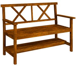 Outsunny Outdoor Bench, 2-Seater with Storage Shelf, Backrest, Armrests, Slat Seat, Wooden, Carbonized Aosom UK