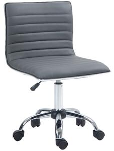 Vinsetto Armless Office Chair, PU Leather Desk Chair with Adjustable Height, Swivel Rolling Wheels for Home Office, Dark Grey Aosom UK