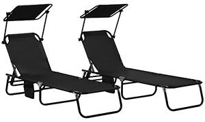 Outsunny Folding Chaise Lounge Pool Chairs, Outdoor Sun Tanning Chairs, Reclining Back, Steel Frame, Breathable Mesh for Beach, Yard, Patio Aosom UK