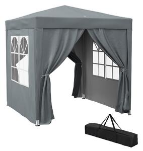 Outsunny 2 x 2m Pop Up Gazebo with Sides, Metal Frame Waterproof Marquee Party Tent Canopy with Free Carrying Case, Grey Aosom UK