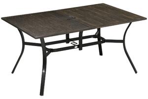 Outsunny Six-Seater Steel Garden Table, with 41mm Parasol Hole - Wood-Effect Aosom UK