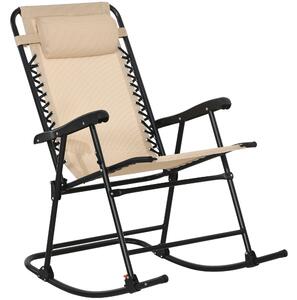 Outsunny Outdoor Folding Rocking Chair, Zero Gravity Design with Headrest, Portable and Comfortable, Beige Aosom UK