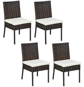Outsunny Rattan Garden Chairs, Set of Four, Armless, Durable Outdoor Seating, Easy Storage, Brown