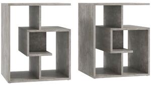 HOMCOM 3 Tier Side Table, Open Storage Shelves End Table, Coffee Table Organiser for Living Room, Set of 2, Cement Colour Aosom UK