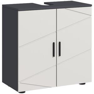 Kleankin Under Sink Cabinet, Bathroom Vanity Unit, Floor Basin Storage Cupboard with Double Doors and Shelf, 60 x 30 x 60 cm, Light Grey