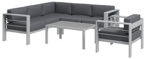 Outsunny Five-Piece Aluminium Garden Sofa Set, with Glass-Top Table - Grey Aosom UK