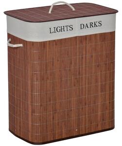 HOMCOM Laundry Basket 100L with Lid, Dual Section, Collapsible Hamper, Removable Liner, Water-Resistant, for Clothes Storage, Brown Aosom UK