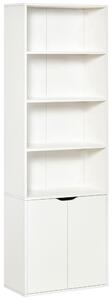 HOMCOM 2 Door 4 Shelves Tall Bookcase Modern Storage Cupboard Display Unit for Living Room Study Bedroom Home Office Furniture White Aosom UK