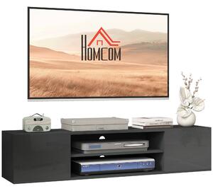 HOMCOM Floating TV Stand Cabinet for TVs up to 60", Wall Mounted TV Unit w/ Open Shelf, Storage Cupboards & Cable Management, Grey Aosom UK