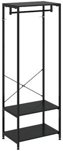 HOMCOM Hallway Coat Rack and Shoe Bench Tree - Black Aosom UK
