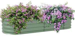 Outsunny Galvanised Raised Garden Bed, Metal Planter Box with Safety Edging, for Flowers, Herbs, Succulents, Green Aosom UK