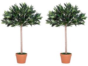 Outsunny 3ft Artificial Olive Tree Indoor Plant Greenery for Home Office Potted in An Orange Pot Set of 2 Aosom UK