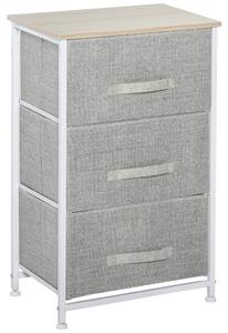HOMCOM Vertical 3-Tier Linen Drawer Cabinet Organizer Storage Dresser Tower with Metal Frame Adjustable Feet for Living Room, Kitchen Aosom UK