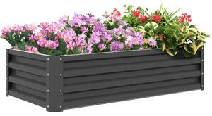 Outsunny Raised Beds for Garden, Galvanised Outdoor Planters for Herbs and Vegetables, for Patio, Garden, Balcony, Light Grey