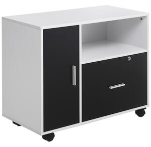 HOMCOM Filing Cabinet w/ Lockable Drawer, Mobile File Cabinet w/ 4 Wheels & Shelf, Printer Stand for Hanging A4 & Letter Sized Files, Home Aosom UK