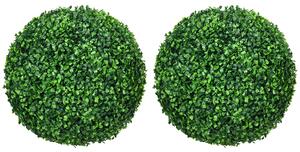 HOMCOM Set of 2 Artificial Topiary Balls, 40cm Faux Boxwood Balls, Hanging Decoration for Home, Indoor, Outdoor, Green Aosom UK