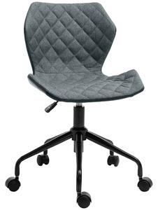 HOMCOM Swivel Chair, Home Office Computer Desk Chair With Nylon Wheels Adjustable Height Linen Grey