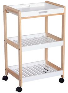 HOMCOM 3-Tier Mobile Kitchen Trolley Cart Storage Shelves Rack Rolling Wheels White 46 x 35 x 74.5 cm