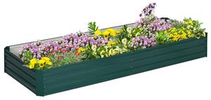 Outsunny Metal Raised Garden Bed Planter Box Outdoor Planters for Growing Flowers, Herbs, Green, 241x90.5x30cm