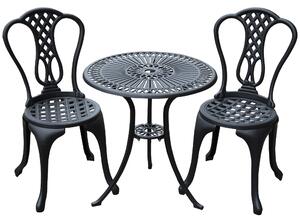 HOMCOM 3 Piece Patio Cast Aluminium Bistro Set Garden Outdoor Furniture Table and Chairs Shabby Chic Style Aosom UK