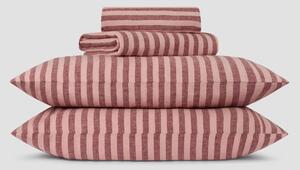 Rhubarb & Rose Pembroke Stripe Linen Blend Sheet Set | Single | Piglet in Bed