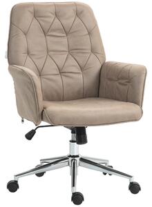 Vinsetto Microfibre Computer Chair with Armrest, Modern Swivel Chair with Adjustable Height, Khaki