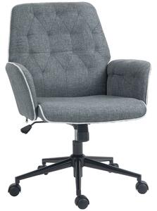 HOMCOM Modern Linen Swivel Computer Chair with Armrest, Adjustable Height, Dark Grey