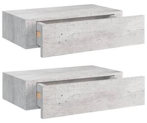 Wall Drawer Shelves 2 pcs Concrete Grey 40x23.5x10cm MDF