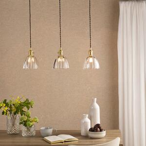 Dar Wisebuys Hadano 3 Light Ceiling Bar Pendant In Natural Brass And Scalloped Bell Glass