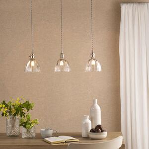 Dar Wisebuys Hadano 3 Light Ceiling Bar Pendant In Antique Chrome And Scalloped Bell Glass