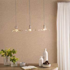Dar Wisebuys Hadano 3 Light Ceiling Bar Pendant In Antique Chrome and Wavy Glass