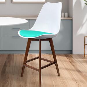 Fusion Living Soho White Plastic Bar Stool Aqua