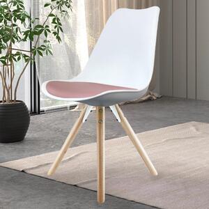 Fusion Living Soho White Plastic Dining Chair with Pyramid Legs Blush