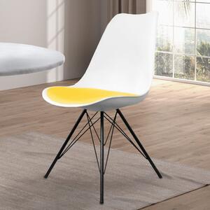 Fusion Living Soho White Plastic Dining Chair Yellow