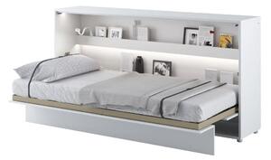 Cadillac Horizontal Wall Wooden Single Bed In Matt White