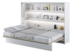 Cadillac Horizontal Wall Wooden Double Bed In Matt White