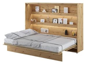 Cadillac Horizontal Wall Wooden Double Bed In Artisan Oak