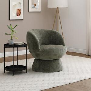 Return - Tulip Chenille Curved Swivel Accent Chair, Olive