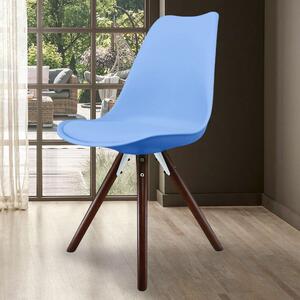 Fusion Living Soho Plastic Dining Chair with Pyramid Legs Light Blue