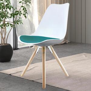 Fusion Living Soho White Plastic Dining Chair with Pyramid Legs Teal