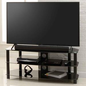 Arvada 105cm Glass Top TV Stand With 2 Shelves - Black